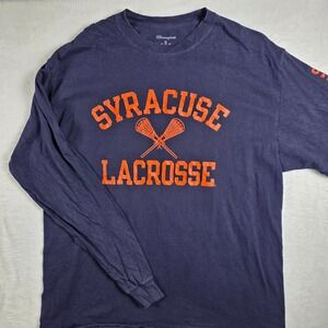 Syracuse Lacrosse Shirt Mens Champion XL Blue Excellent Long Sleeve NCAA Graphic